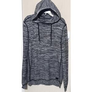 Dark Black Hoodie Mens M space dye performance Grunge Skater 100% cotton